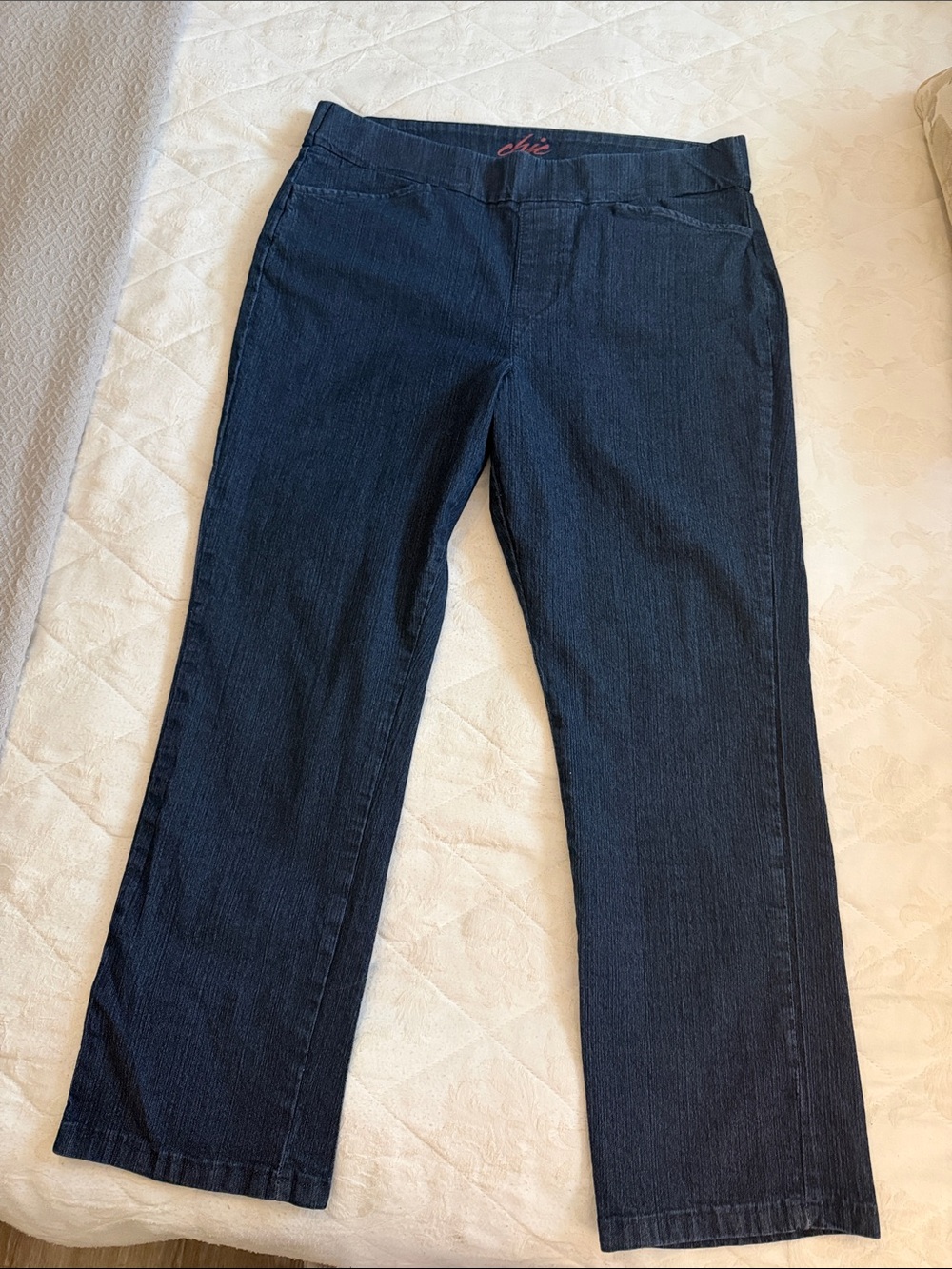 chic Navy Stretch Bootcut Pants with Subtle Flare Size 12P like new